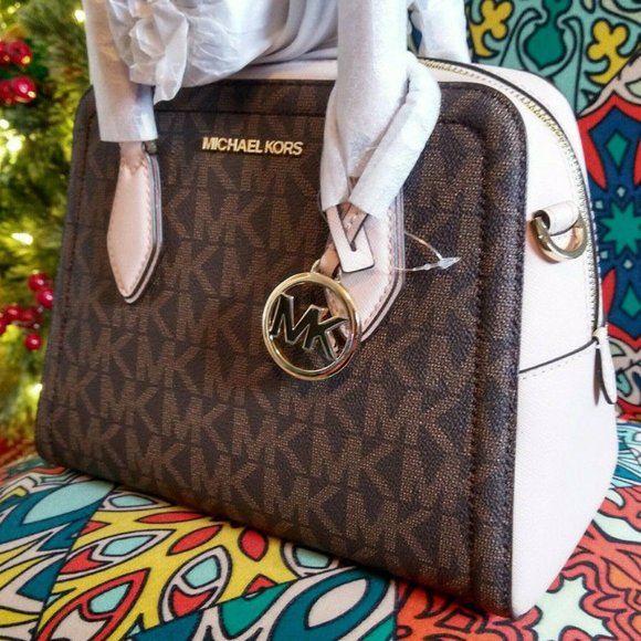 Michael Kors | Bags | Brand New Michael Kors Ayden Medium Logo And Faux Leather Satchel In Soft 